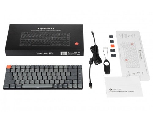 Клавиатура механическая K3 84Key, Gateron Red, BT/USB-A, Low Profile, EN/UKR, White Led, Чорний