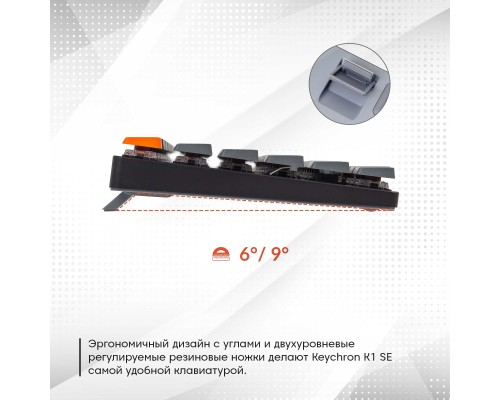 Клавиатура механическая K3 84Key, Gateron Red, BT/USB-A, Low Profile, EN/UKR, White Led, Чорний