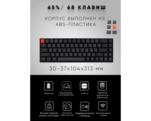 Клавиатура Keychron K6 68 Key Gateron White LED Brown
