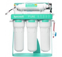 Фильтр обратного осмоса Ecosoft P'URE AquaCalcium Mint с насосом на станине, мембрана 75gpd, картридж AquaCalcium обогащает минералами, дренаж 1:1