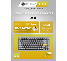 Клавиатура Keychron Q1 QMK Custom HotSwappable Gateron Phantom Brown Switch Mechanical Keyboard Full Assembled Space Grey RGB with Knob Russian Layout