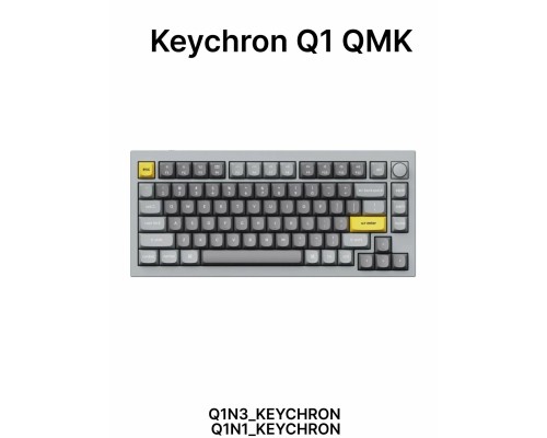 Клавиатура Keychron Q1 QMK Custom HotSwappable Gateron Phantom Brown Switch Mechanical Keyboard Full Assembled Space Grey RGB with Knob Russian Layout