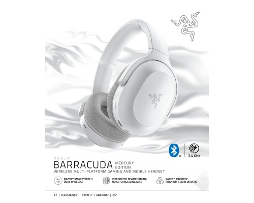 Беспроводная игровая гарнитура Razer Barracuda X (2022) BT / WL Mercury, белая