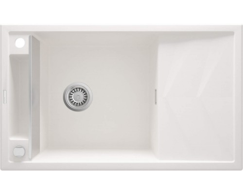 Мойка кухонная Deante Magnetic, гранит, прямоуг., с крылом, 820х500х219мм, чаша - 1, накладная, алебастр