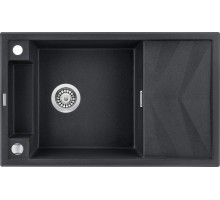 Мойка кухонная Deante Magnetic, гранит, прямоуг., с крылом, 820х500х219мм, чаша - 1, накладная, металлический графит