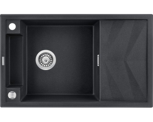 Мойка кухонная Deante Magnetic, гранит, прямоуг., с крылом, 820х500х219мм, чаша - 1, накладная, металлический графит