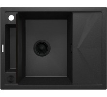Мойка кухонная Deante Magnetic, гранит, прямоуг., с крылом, 640х500х219мм, чаша - 1, врезная, металлический графит