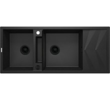 Мойка кухонная Deante Magnetic, гранит, прямоуг., с крылом, 1160х500х224мм, чаша - 2, врезная, графит металлик