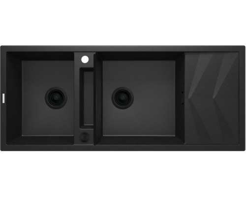 Мойка кухонная Deante Magnetic, гранит, прямоуг., с крылом, 1160х500х224мм, чаша - 2, врезная, графит металлик