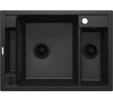 Мойка кухонная Deante Magnetic, гранит, прямоуг., без крыла, 690х500х219мм, чаша - 1.5, врезная, графит металлик