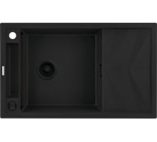 Мойка кухонная Deante Magnetic, гранит, прямоуг., с крылом, 820х500х219мм, чаша - 1, накладная, черный матовый