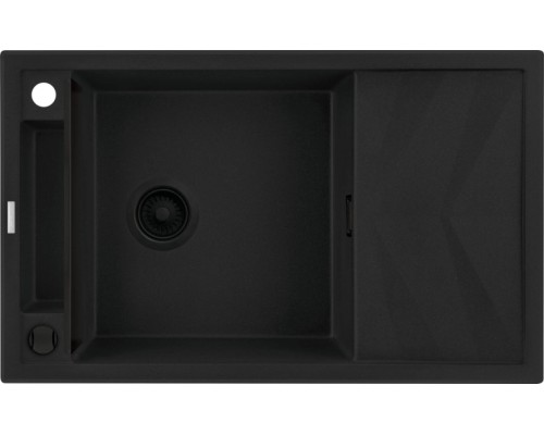 Мойка кухонная Deante Magnetic, гранит, прямоуг., с крылом, 820х500х219мм, чаша - 1, накладная, черный матовый