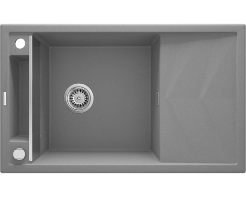 Мойка кухонная Deante Magnetic, гранит, прямоуг., с крылом, 820х500х219мм, чаша - 1, накладная, серый