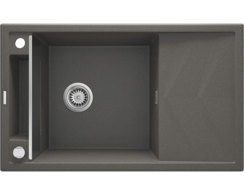 Мойка кухонная Deante Magnetic, гранит, прямоуг., с крылом, 820х500х219мм, чаша - 1, накладная, антрацит