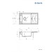 Мойка кухонная Deante Magnetic, гранит, прямоуг., с крылом, 820х500х219мм, чаша - 1, накладная, антрацит
