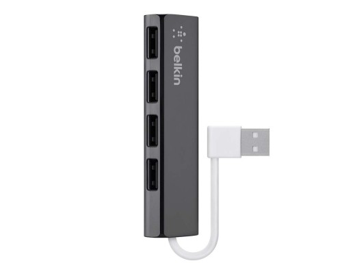 Концентратор Belkin Travel Ultra Slim USB 2.0 4 порта, пассивный без БП, black