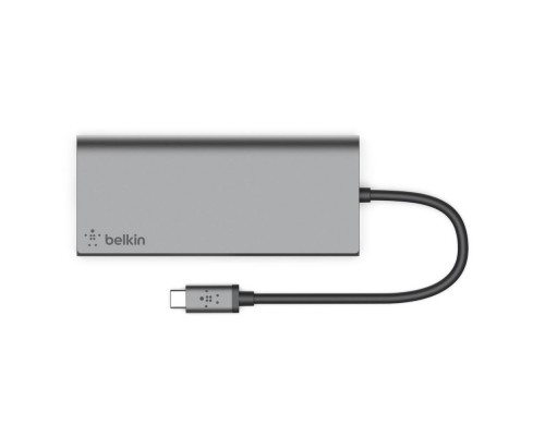 Концентратор Belkin Travel Hub USB-C PD, USB-C, 2/USB 3.0, HDMI, Gigabit, space gray