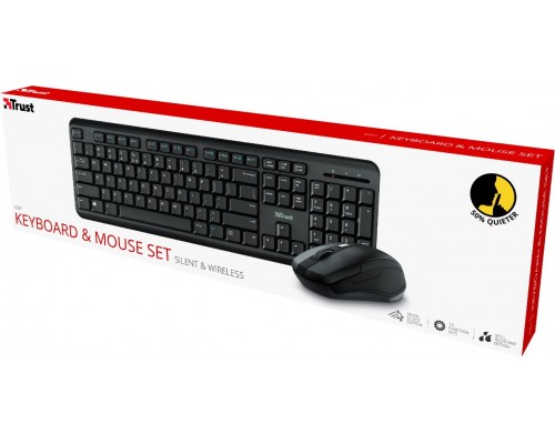 Комплект беспроводной клавиатуры и мыши Trust Combo Ody Silent WL RU Black