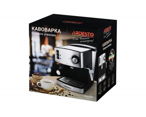 Кофеварка Ardesto YCM-E1600 - эспрессо рожковая/ 1.6 л/ итал. помпа 15 бар/ для 2 чашек/ панарелло