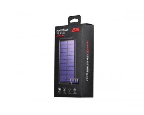 Внешний аккумулятор  2E Power Bank Solar 20000mAh Black