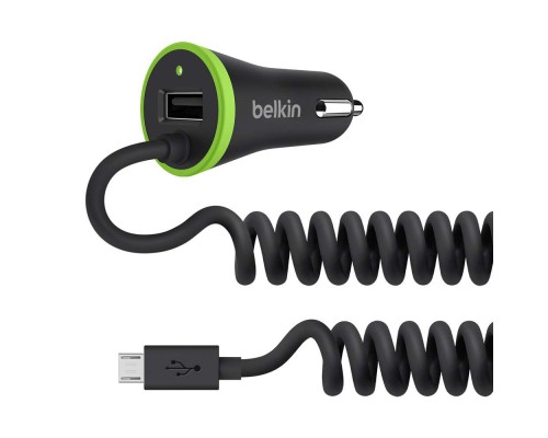 Зарядное устройство Автомобильное ЗУ Belkin Car Charger (17W) USB 3.4A+USB, MicroUSB 1.2м, black