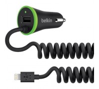 Зарядное устройство Автомобильное ЗУ Belkin Car Charger (17W) USB 3.4A+USB, Lightning 1.2м, black