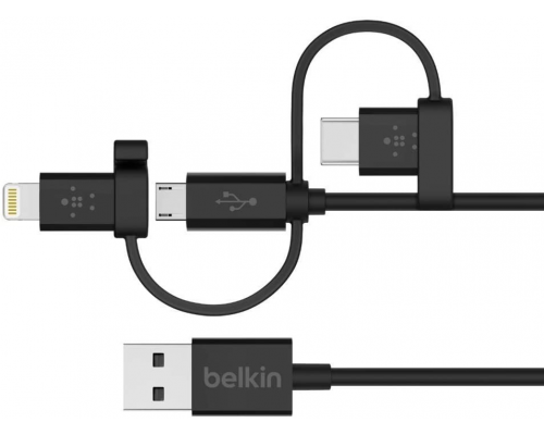 Адаптер Belkin USB-A TO MICRO USB/LTG/USB-C,4,CHRG/SYNC CABLE