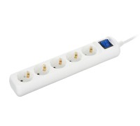 СЕТЕВОЙ ФИЛЬТР 2Е НА 5 РОЗЕТОК С ВЫКЛЮЧАТЕЛЕМ 3G1.0, 5М, БЕЛЫЙ