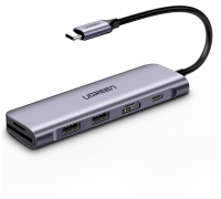 Ugreen Док-станция "Docking station 6 in 1  USB-C To:  - HDMI  - 2x USB 3.0 A  - SD/TF cardreader  - 100W PD Converter"