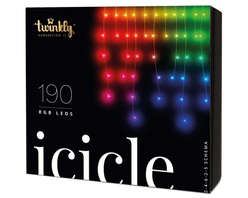 Электрическая гирлянда Twinkly Icicle 190 RGBW, 5м, Transparent wire