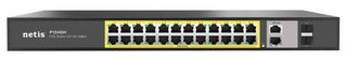 Коммутатор Netis P124GH 24xFE PoE+, 2xGE Uplink, 2xGE SFP, неуправляемый
