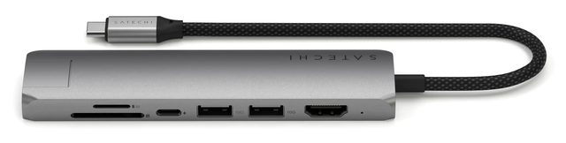 USB-C хаб Satechi 7-in-1 Slim Multiport with Ethernet, серый — Фото 2