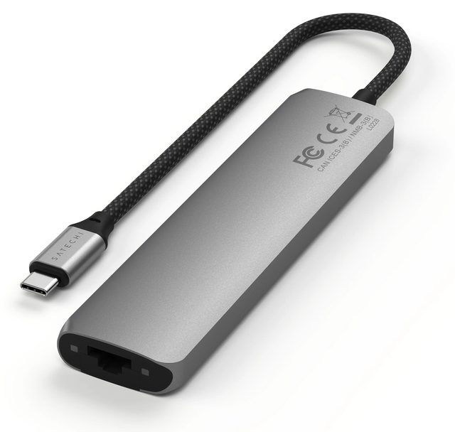 USB-C хаб Satechi 7-in-1 Slim Multiport with Ethernet, серый — Фото 3