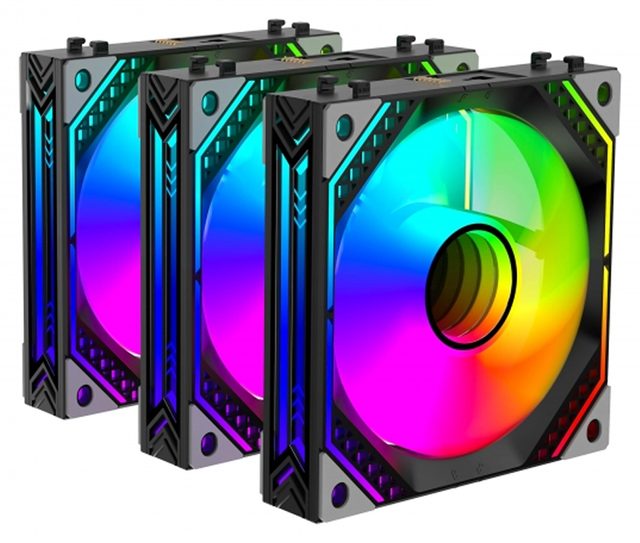 Корпусные вентиляторы 2E Gaming Air Cool ACF120MB-ARGB 120 мм, чёрный, 3 шт — Фото 2