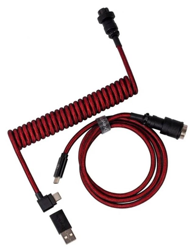 Витой кабель Keychron Premium Coiled Aviator угловой, красный