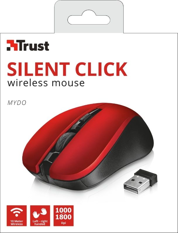 Беспроводная мышь Trust Mydo Silent, красный — Фото 7