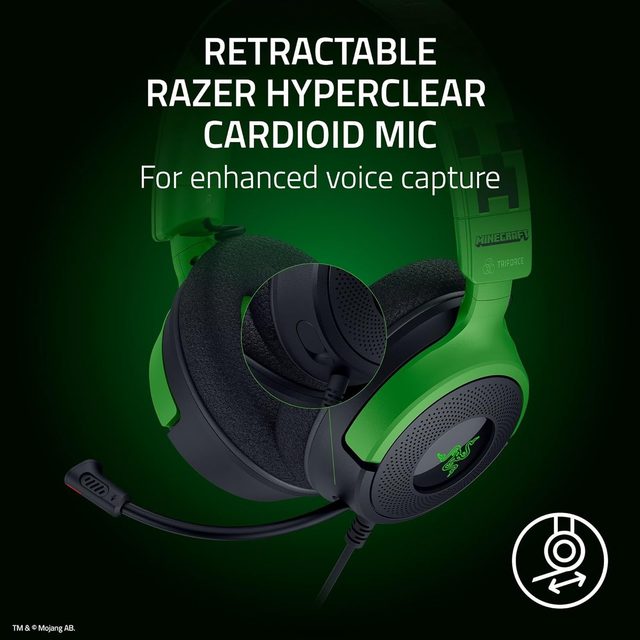 Игровая гарнитура Razer Kraken V4 X Minecraft Edition, зелёный — Фото 3