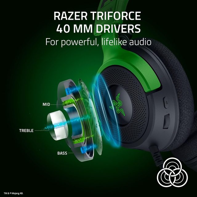 Игровая гарнитура Razer Kraken V4 X Minecraft Edition, зелёный — Фото 4
