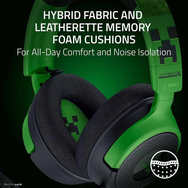 Игровая гарнитура Razer Kraken V4 X Minecraft Edition, зелёный — Фото 7