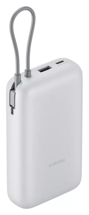 Внешний аккумулятор Xiaomi Power Bank 20000 Integrated Cable, светло-серый — Фото 4