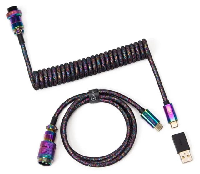 Spiral kabel Keychron Premium Coiled Aviator toʻgʻri, qora