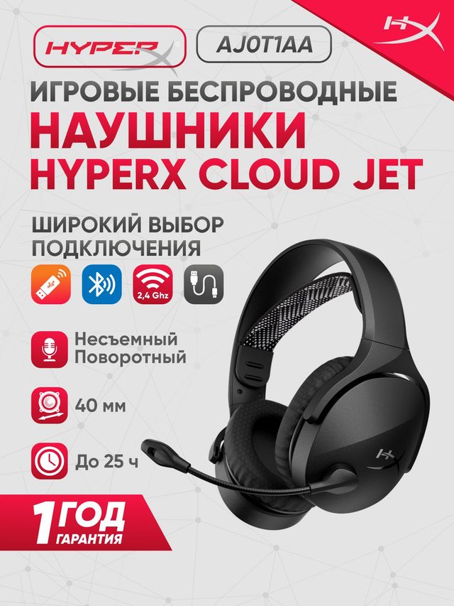 Беспроводная игровая гарнитура HyperX Cloud Jet, чёрный — Фото 2