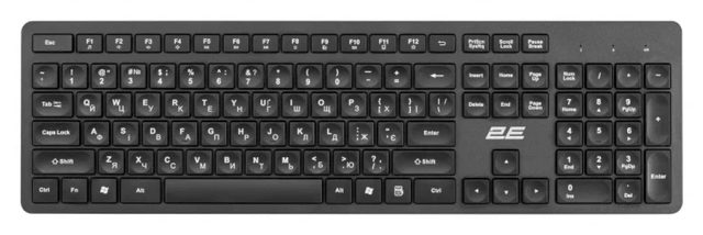 Simsiz klaviatura 2E KS260, qora, EN/UA
