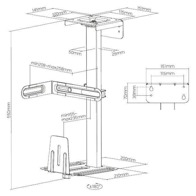 Stol aksessuarlari Brateck CPB-25, qora — Surat 5