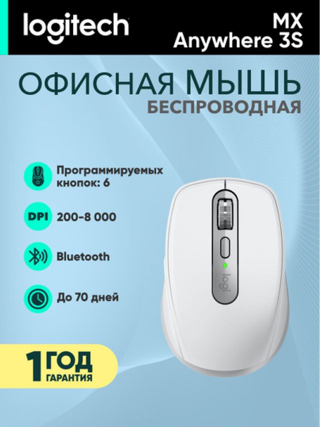 Беспроводная мышь Logitech MX Anywhere 3S, серый — Фото 2