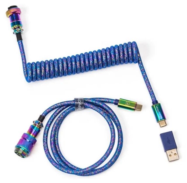 Витой кабель Keychron Premium Coiled Aviator прямой, синий