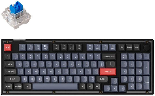 Механическая клавиатура Keychron V5 Knob K Pro Blue, полупрозрачный чёрный — Фото 2
