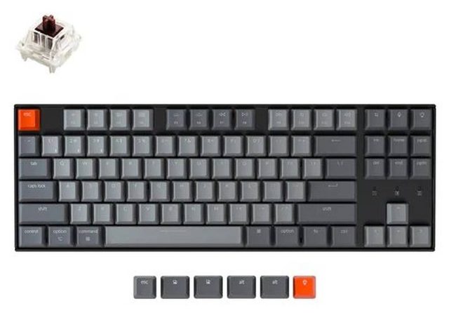 Mexanik klaviatura Keychron K8 Gateron Optical Red RGB Hot-swap, qora