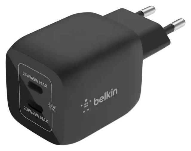 Zaryadlovchi qurilma Belkin BoostCharge Pro Dual USB-C GaN PPS 45W, qora — Surat 3