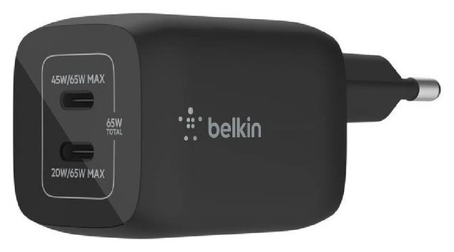 Зарядное устройство Belkin BoostCharge Pro Dual USB-C GaN PPS 65W, чёрный — Фото 2